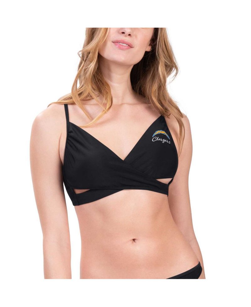 Women's Black Los Angeles Chargers Hall of Fame Bikini Top