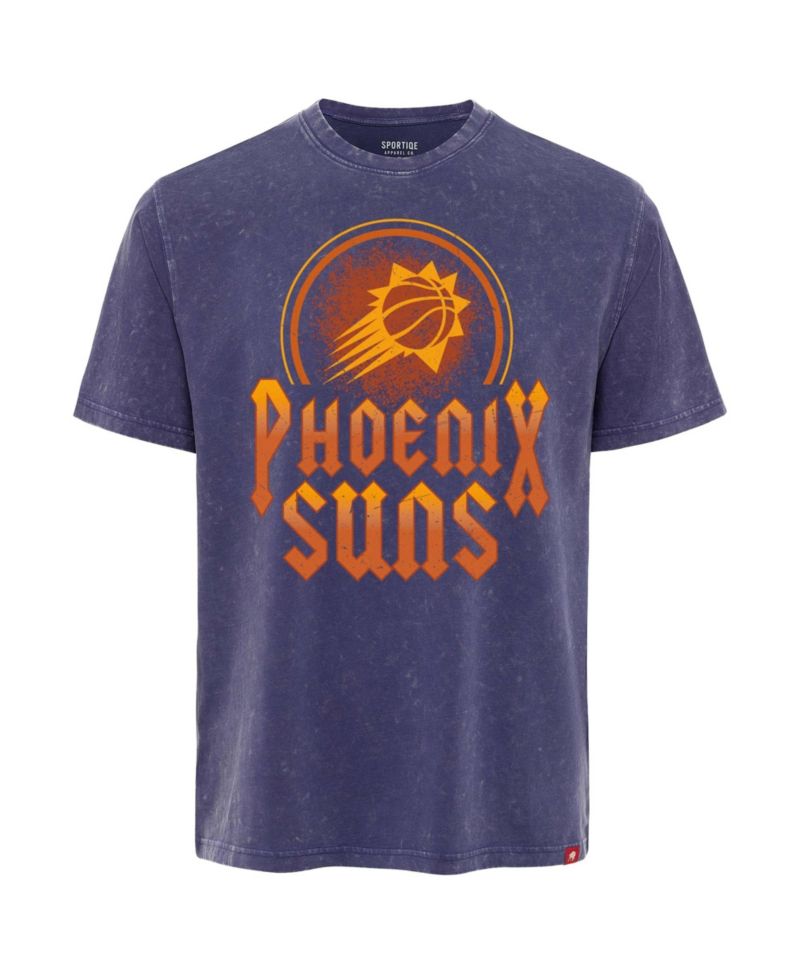 Men's and Women's Sportiqe Purple Phoenix Suns Distressed Rock Roll Collection Angus Premium Mineral Wash T-Shirt