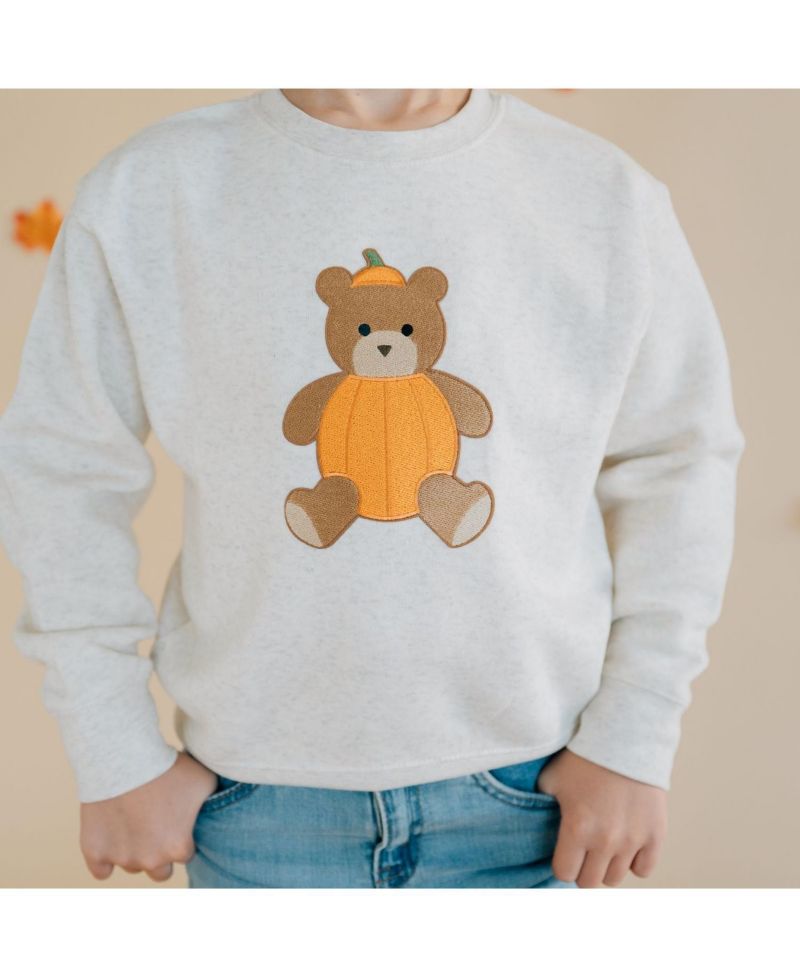 Big Boys Pumpkin Teddy Bear Patch Sweatshirt