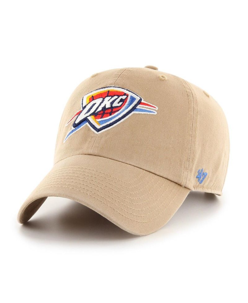 Men's Khaki Oklahoma City Thunder Logo Clean Up Adjustable Hat