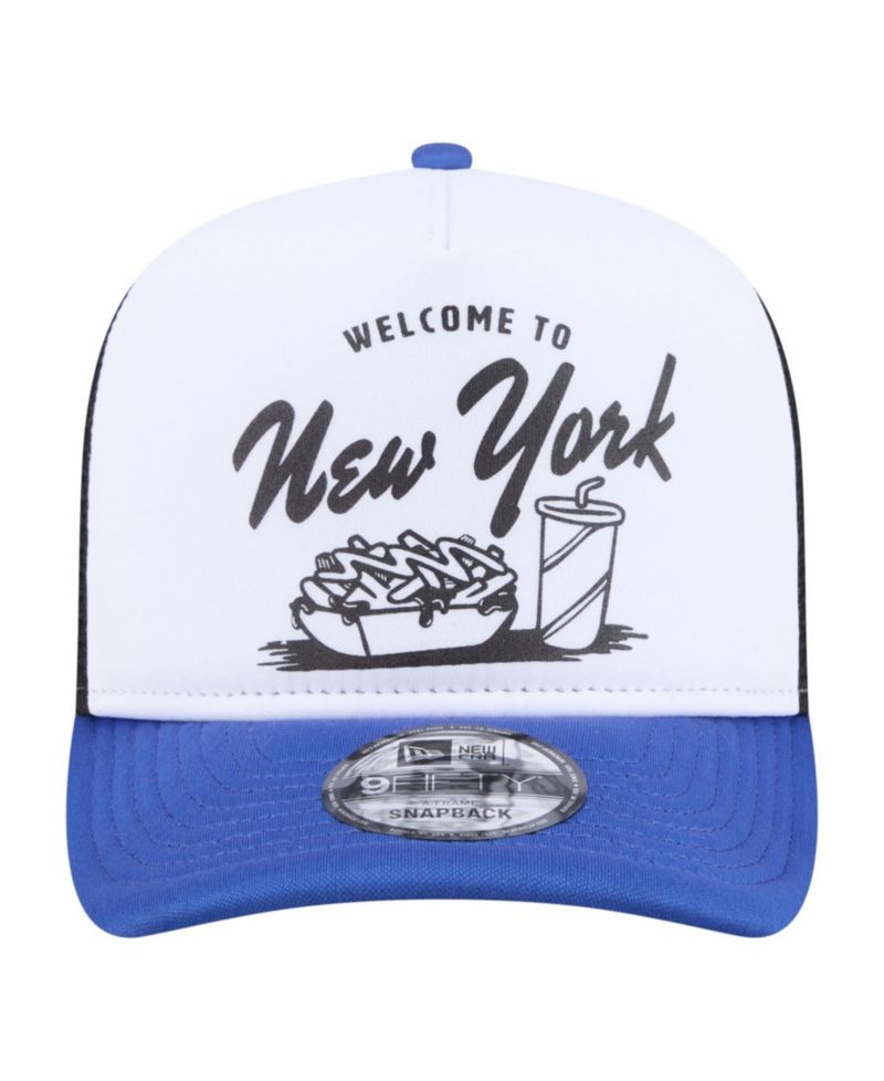 Men's White/Royal New York Mets Foodie A-Frame 9FIFTY Trucker Snapback Hat