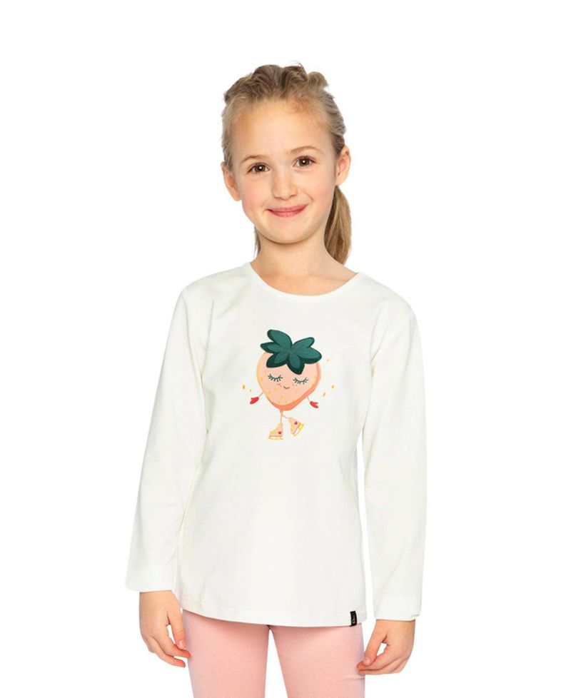 Little Girls Long Sleeve Organic Cotton Strawberry T-Shirt