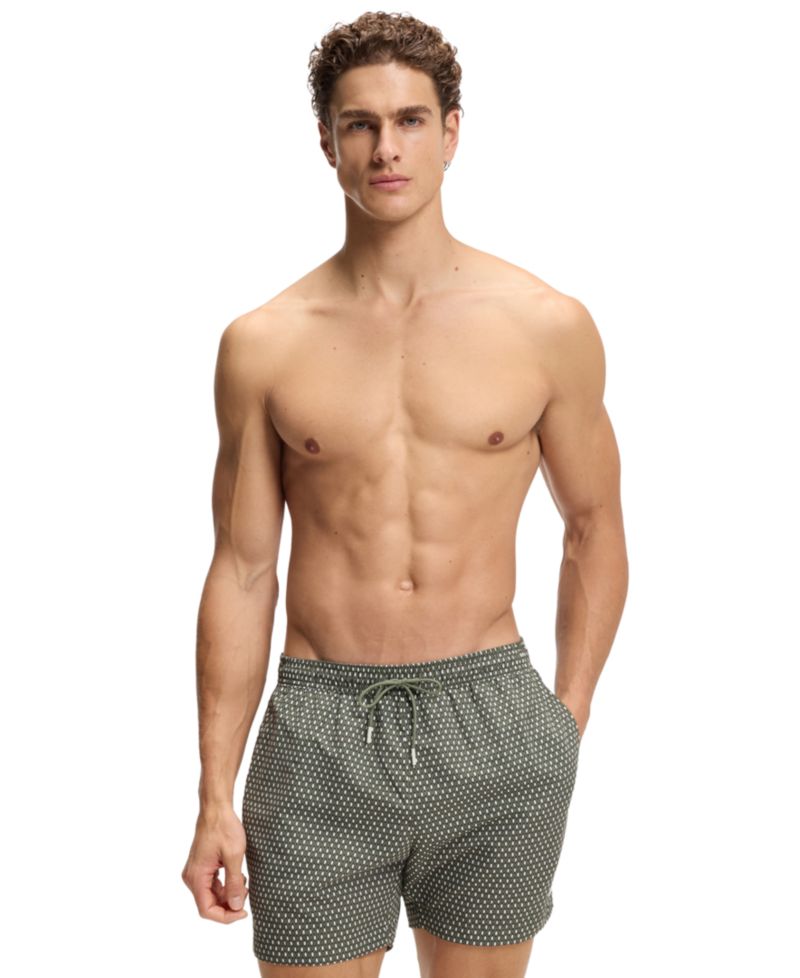 BOSS by Men's Vibe Mini-Pattern Print Regular Fit Swim Trunks, 5" Inseam