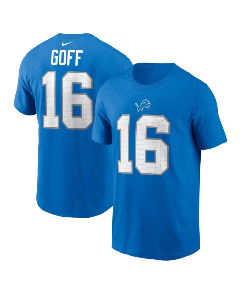 Men's Jared Goff Blue Detroit Lions Name & Number T-Shirt