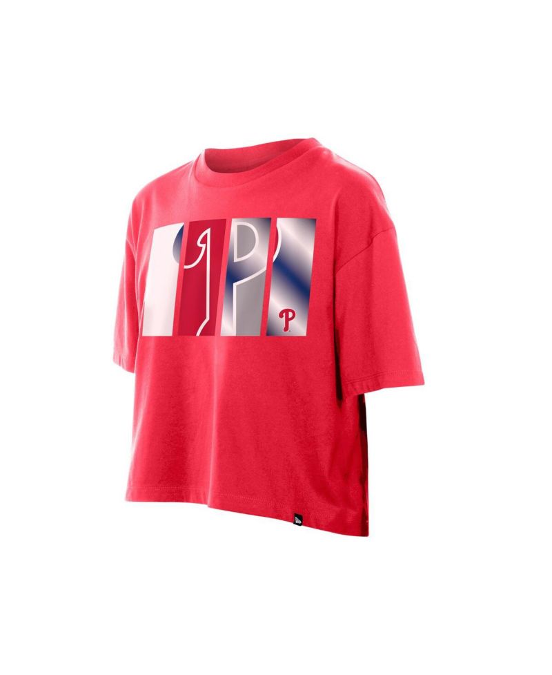Women's Red Philadelphia Phillies Boxy Foil Logo T-Shirt