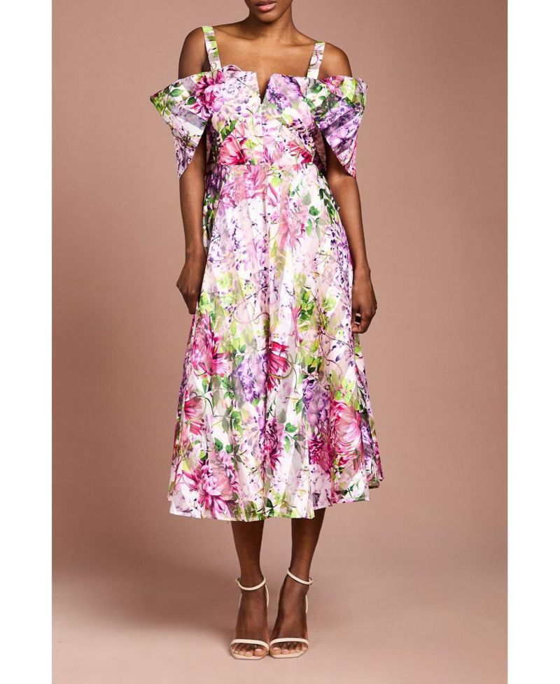 Women's Organza Bardot Midi Dress