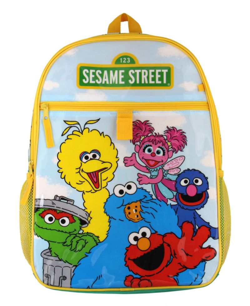 Group Cookie Monster Elmo Big Bird 5 PC Mega Set Backpack Lunch Box Pencil Pouch Waterbottle Stickers 16"