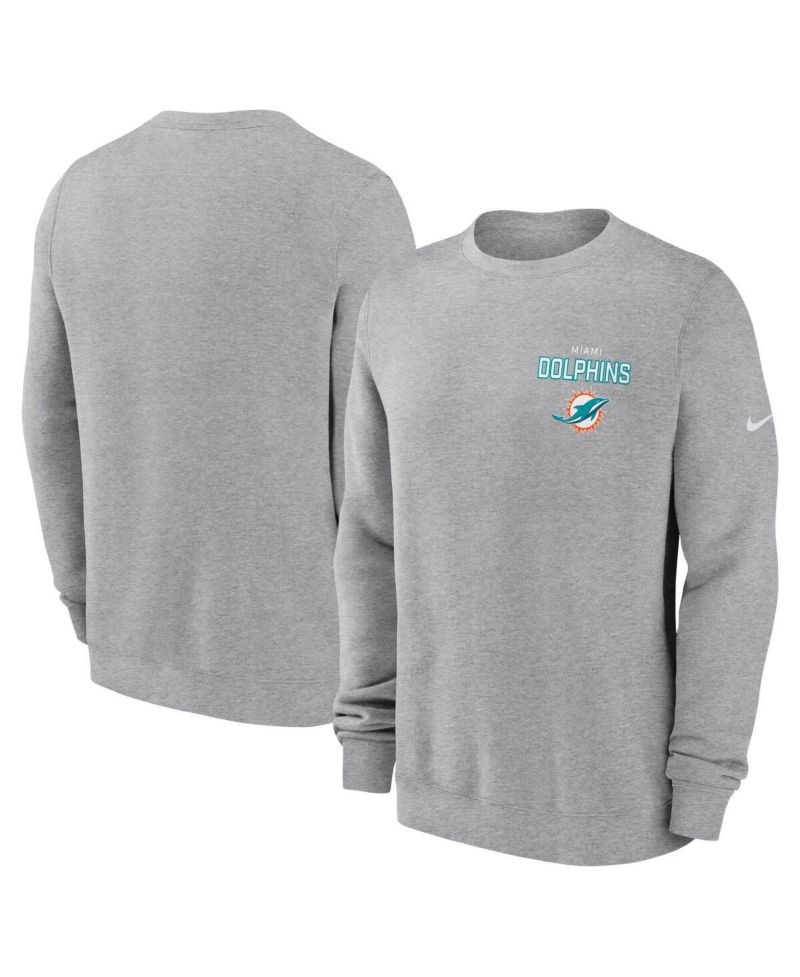 Men's Heather Gray Miami Dolphins Primetime Club Fleece Pullover Sweatshirt
