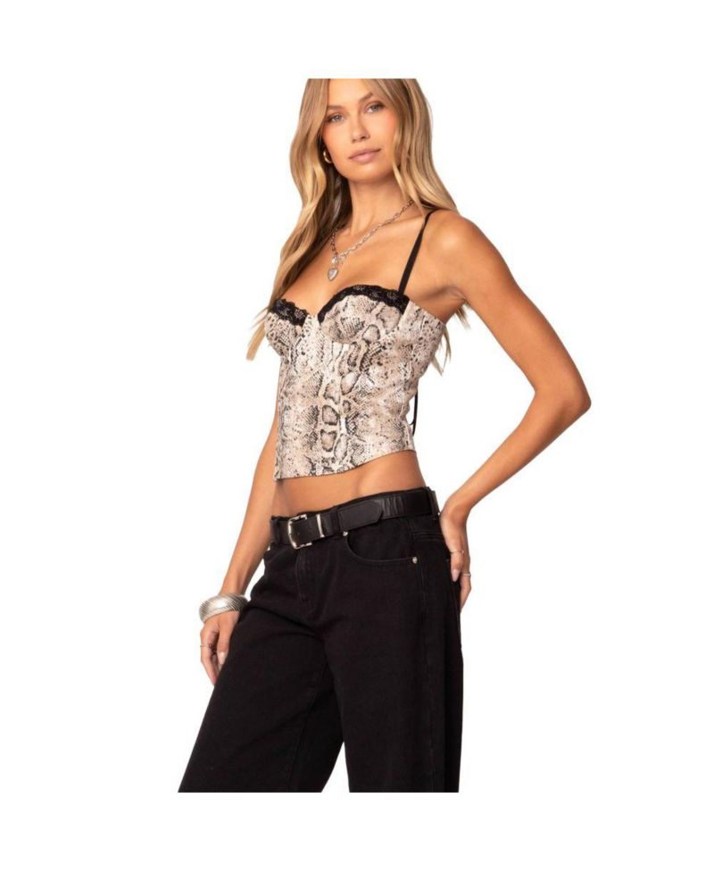 Women's Snakeskin Denim Corset