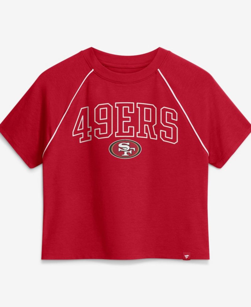 Women's Scarlet San Francisco 49ers Offensive Scheme Raglan Tri-Blend Cropped Top