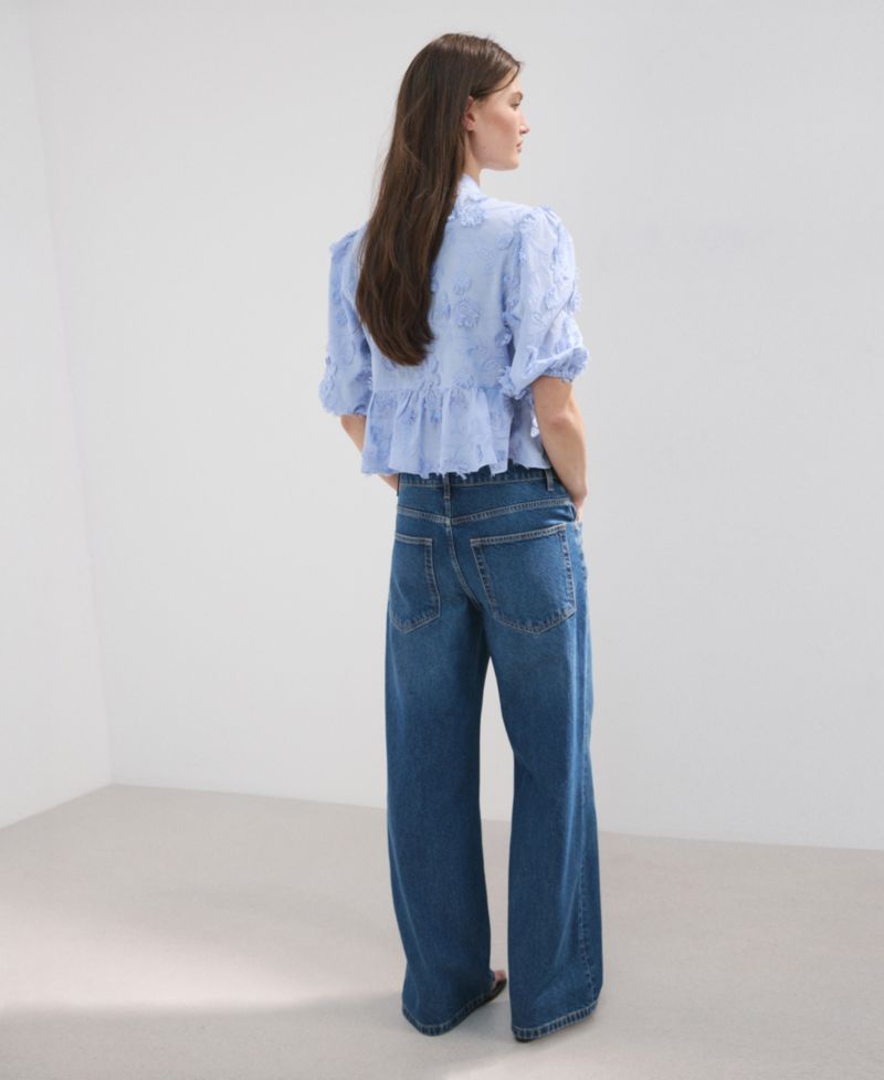 Women's Embroidered Puff-Sleeve Blouse