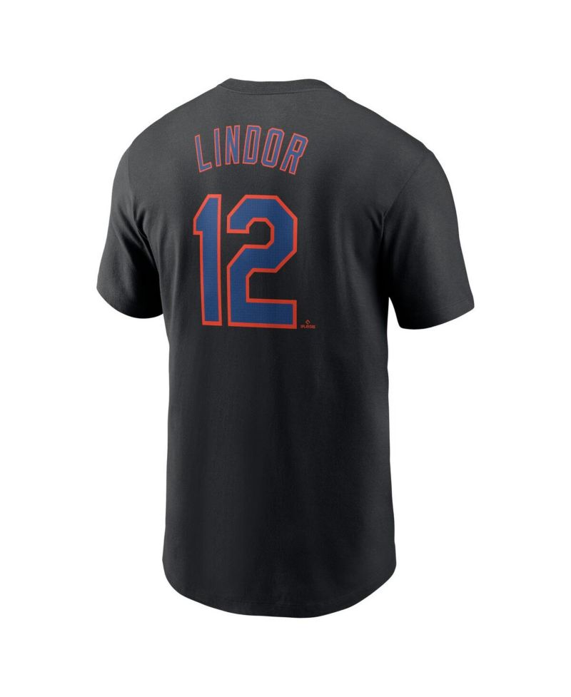 Men's Francisco Lindor Black New York Mets Fuse Name & Number T-Shirt