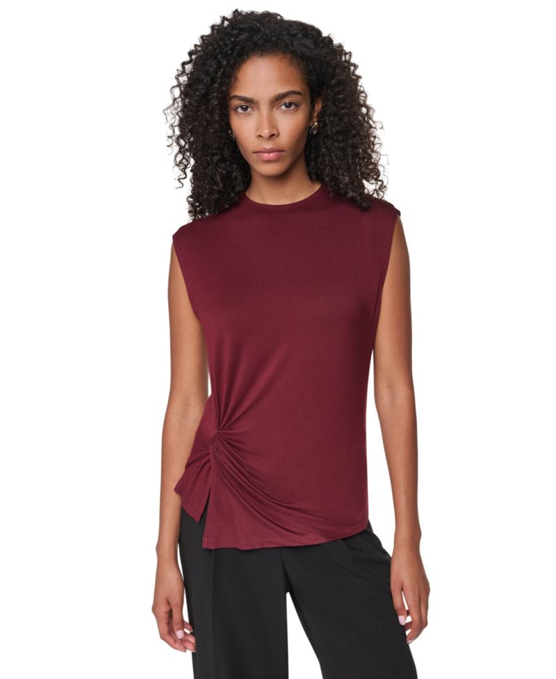 Women's Ruched Mock-Neck Fitted Tank Top