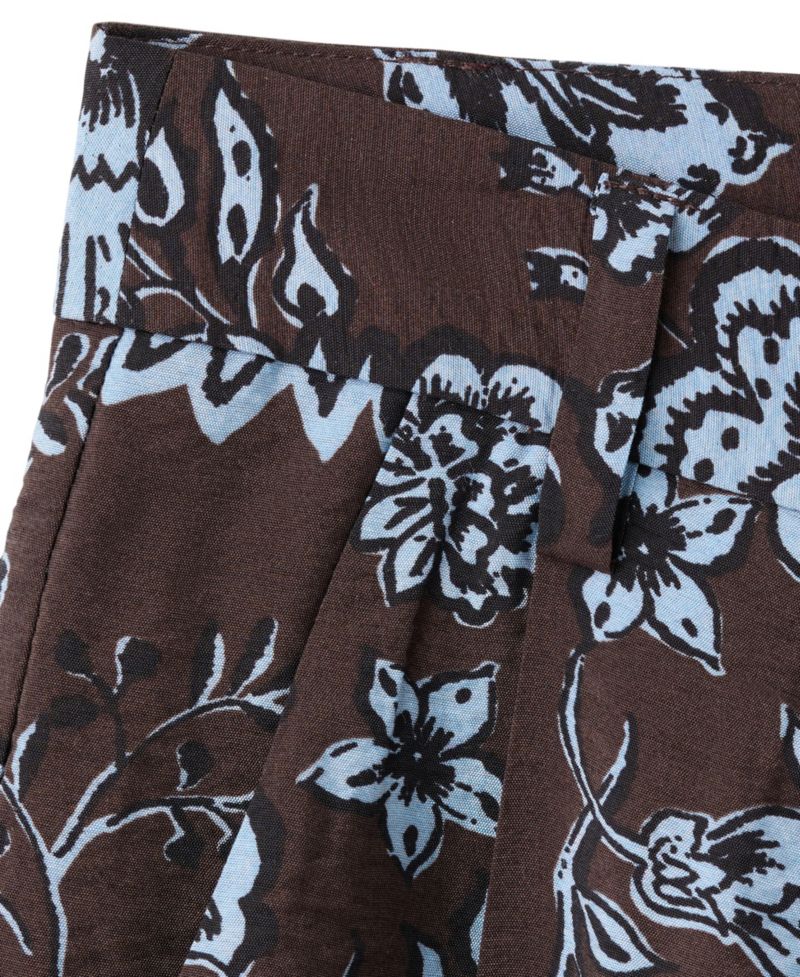 Women's Floral-Print Pleated Wide-Leg Shorts, 7" Inseam