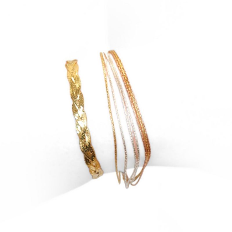 Braided Herringbone Bracelet 14K Gold-Plated Sterling Silver