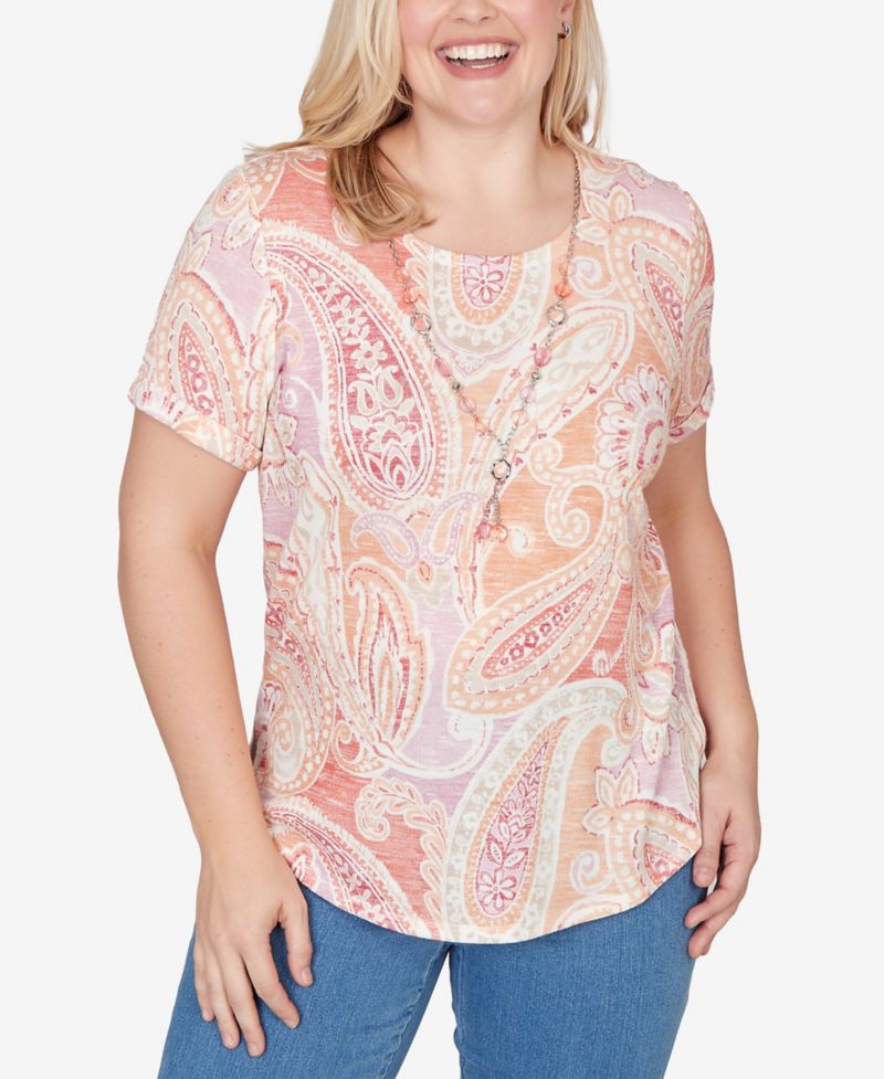 Women's Beachcomber Paisley Short-Sleeve T-Shirt with Necklace