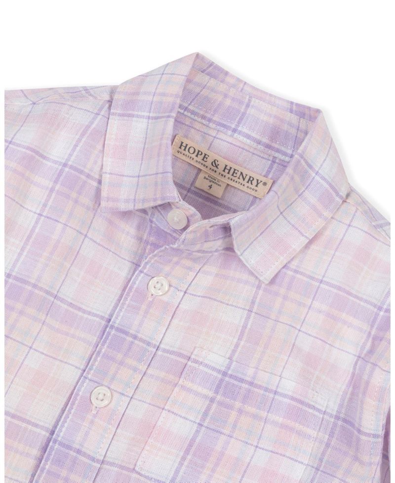 Big Boys Linen Long Sleeve Button Down Shirt