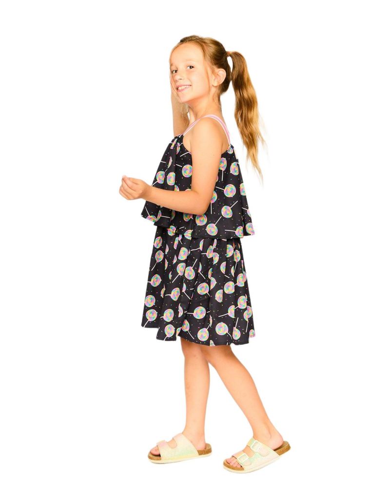 Girl Woven Dress Lollipop Print