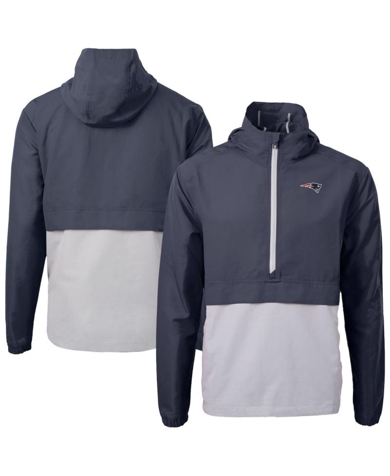 Men's Blue New England Patriots Charter Eco Anorak Half-Zip Jacket