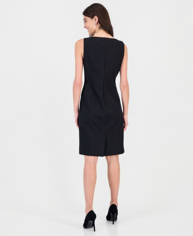 Women's Sleeveless Compression Boat Neck Sheath Dress