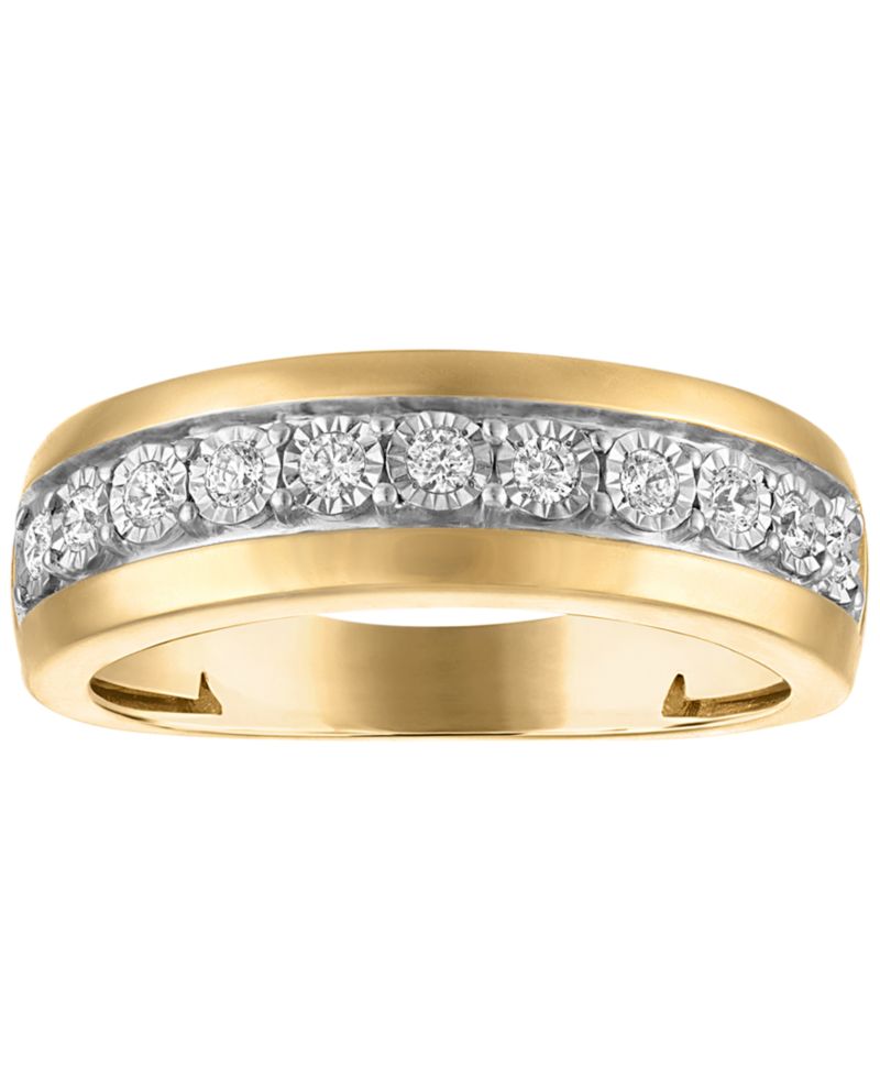 Men's Diamond (1/4 ct. t.w.) Ring in 14k Gold-Plated Sterling Silver