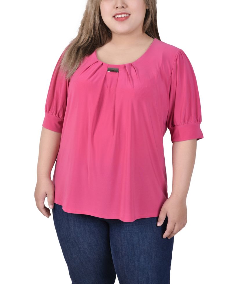 Petite Short Sleeve Balloon Sleeve Top