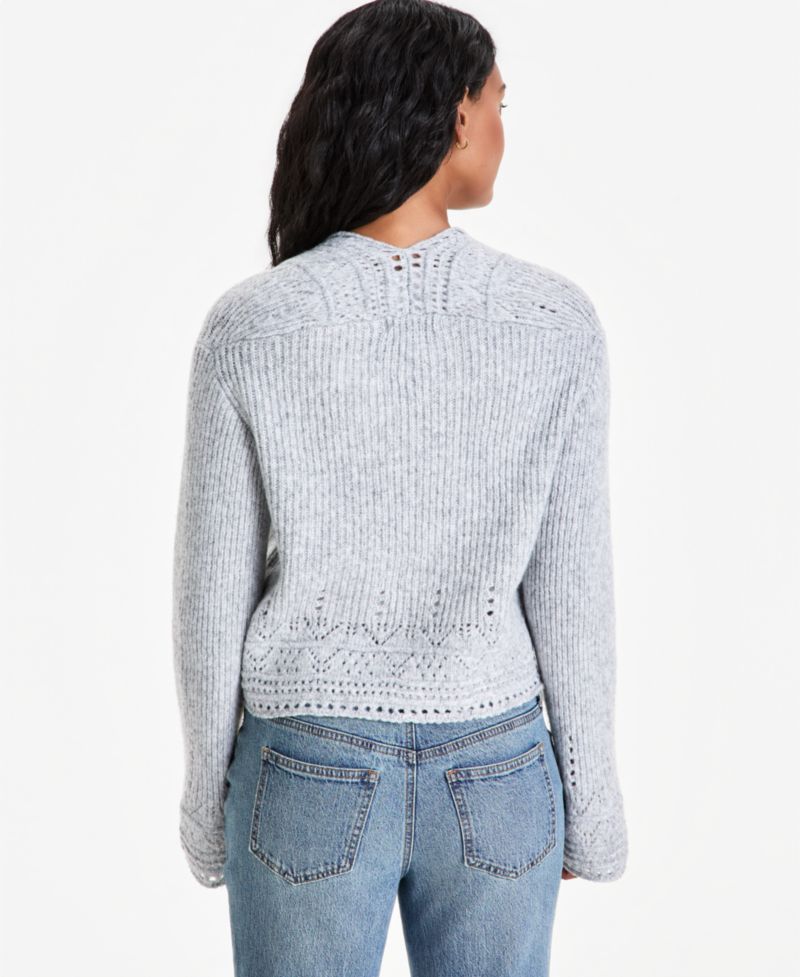 Petite Long-Sleeve Tie-Front Cardigan