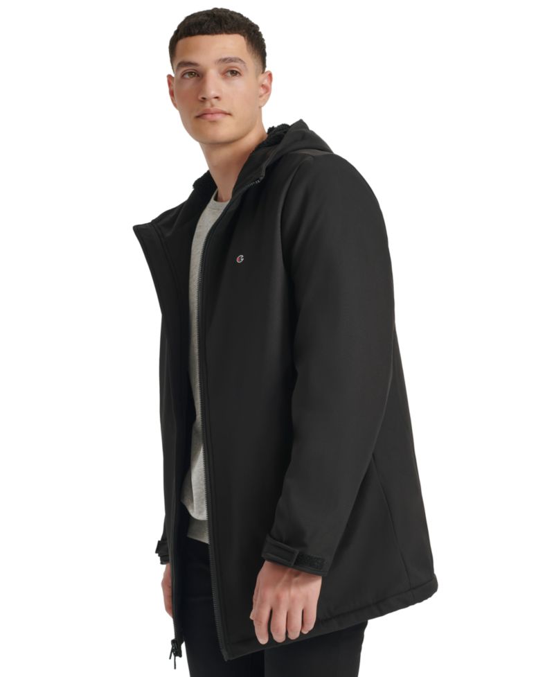Men's Performance Hooded, Faux Sherpa-Lined Peacoat Jacket
