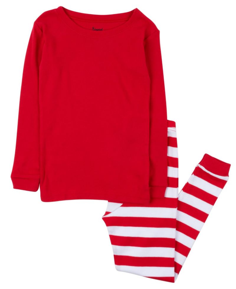 Kids Two Piece Cotton Striped Holiday Pajamas
