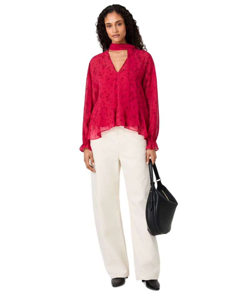 Women's Marina Long-Sleeve V-Neck Chiffon Top