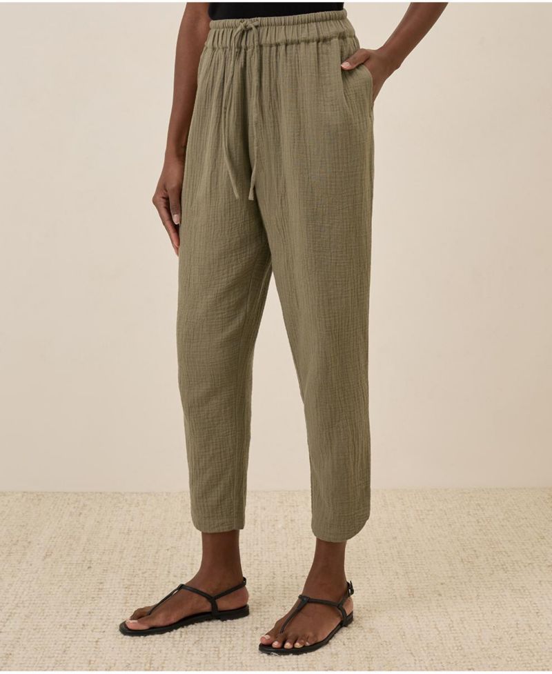 Women's Organic Cotton Coastal Double Gauze Tapered Pull-On Pant