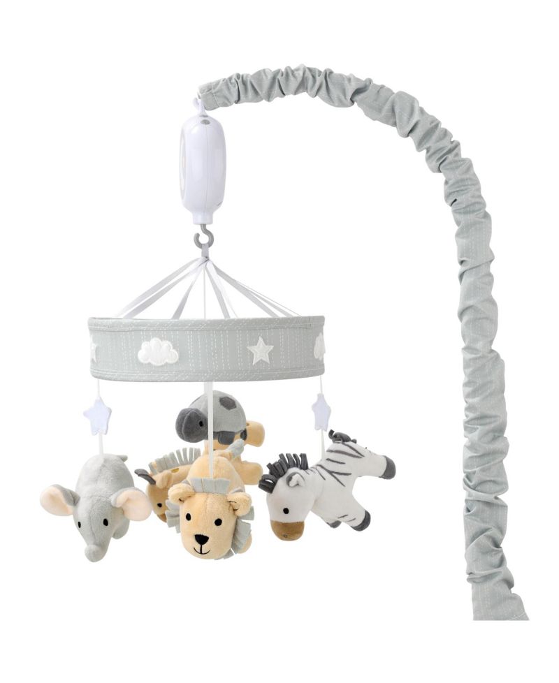 Safari Musical Baby Mobile Crib with 12 Soothing Lullabies, Grey Safari Celestial