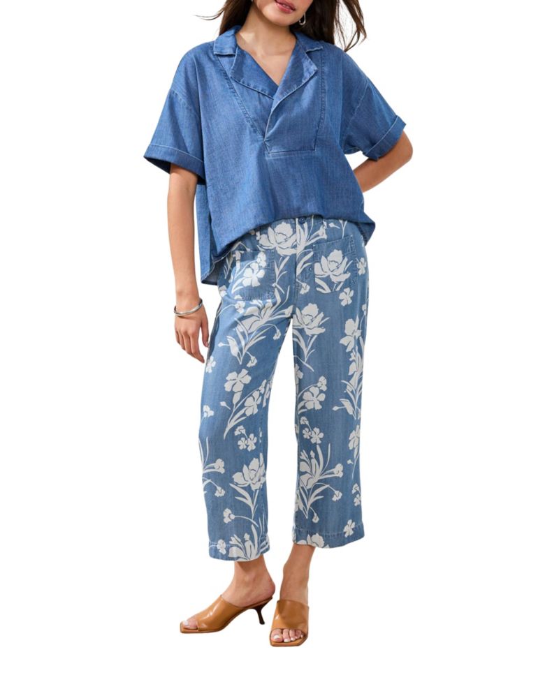 Women's Printed Wide-Leg Crop Pants