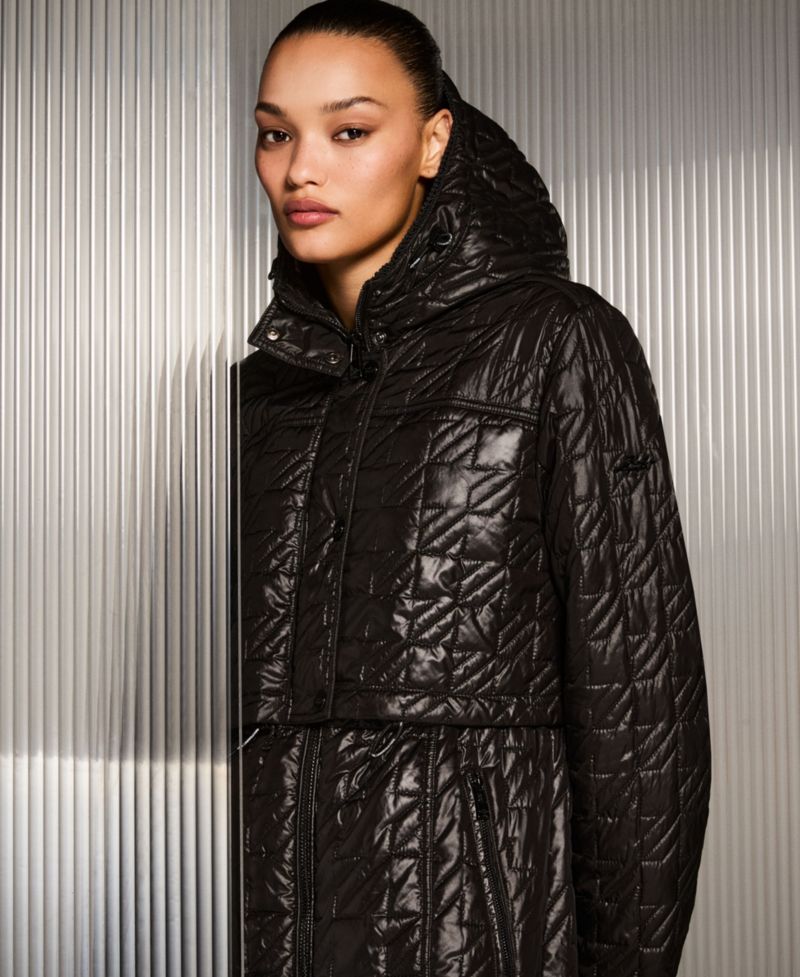 Women's Hooded Anorak Star-Quilted Coat