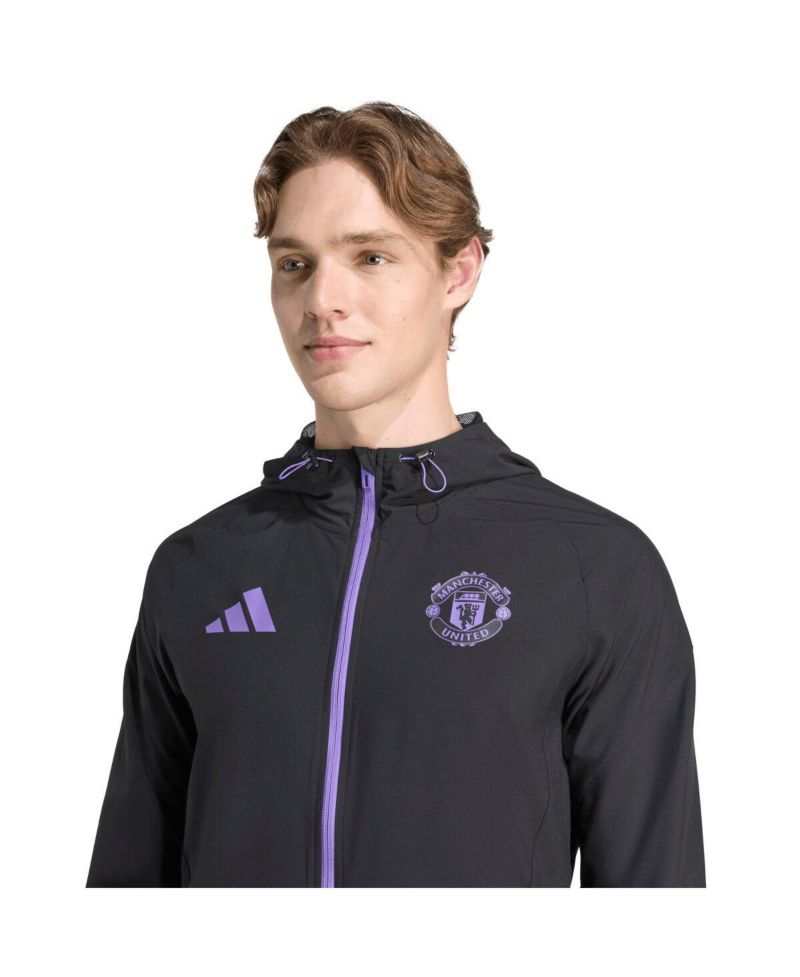 Men's Black Manchester United 2025/26 Tiro Vis Tech Travel Jacket