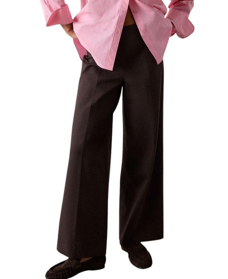 Women's Ponte Mid-Rise Wide-Leg Trousers
