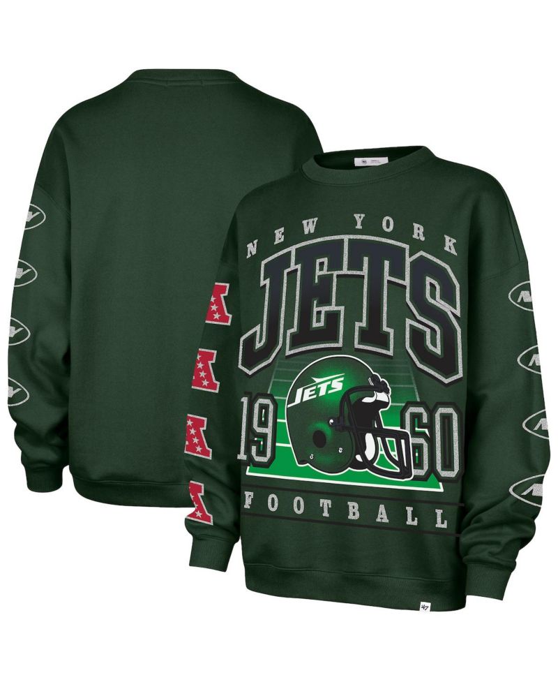 Women's Green New York Jets Go Big Oversized Pullover Sweatshirt