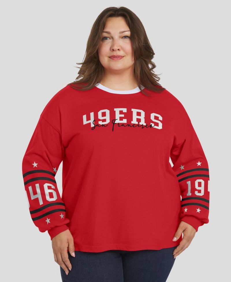 Women's Scarlet San Francisco 49ers Plus Size Sport Long-Sleeve T-Shirt