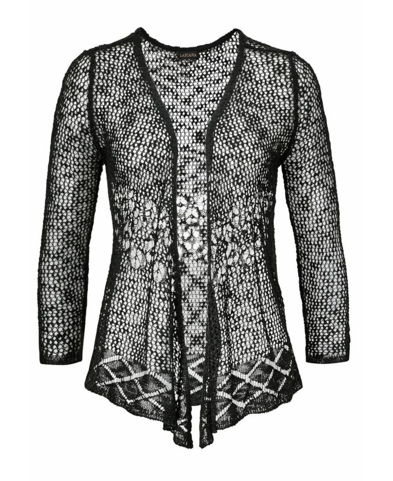 Women's Printed Open Work Crochet Everyday Comfort Cardigan