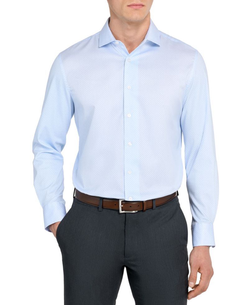 Men's Geometric Hybrid Slim Fit Easy Care Long Sleeve Shirt