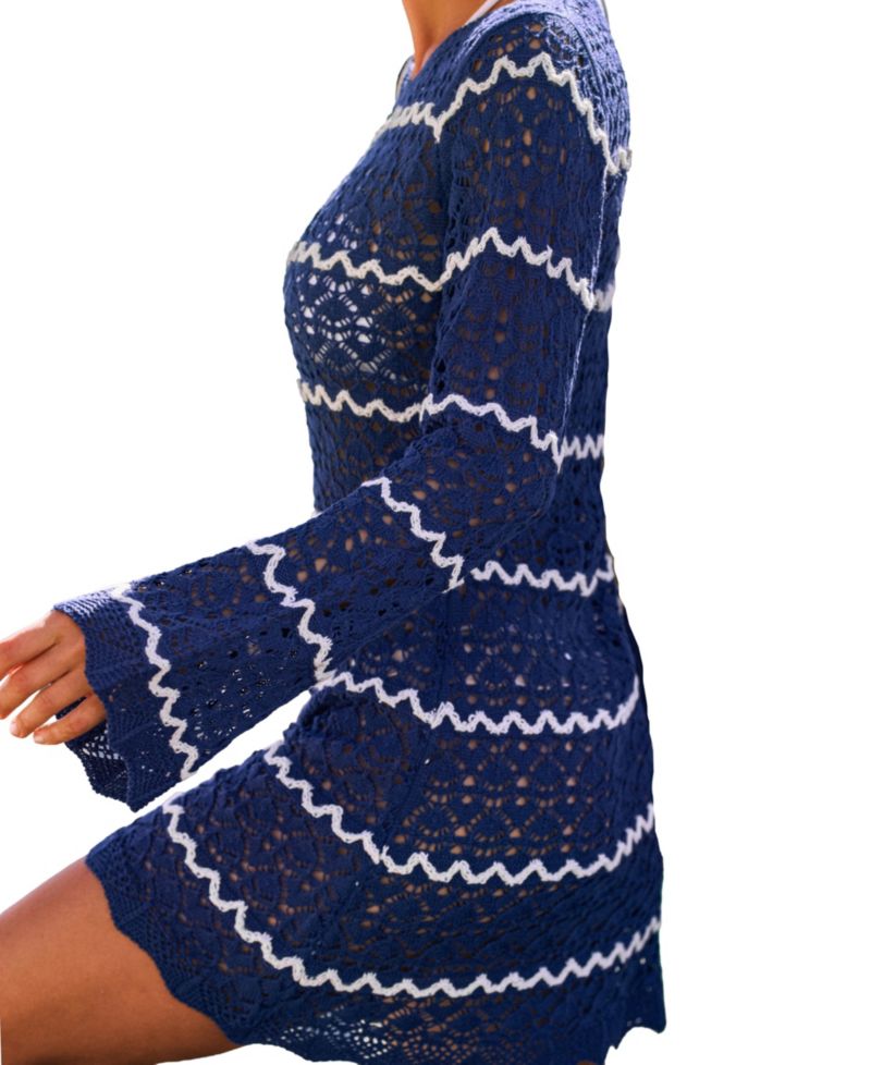 Women's Independent Striped Cover-Up Mini Beach Dress