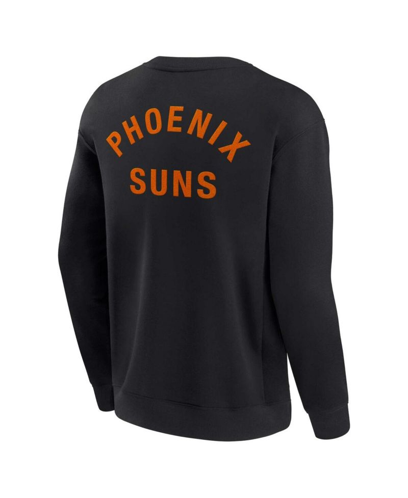 Men's and Women's Black Phoenix Suns Super Soft Fleece Oversize Arch Crew Pullover Sweatshirt