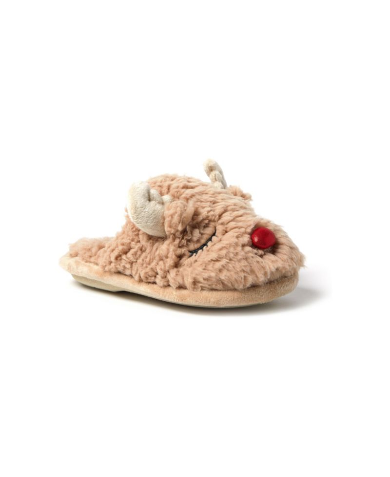 Kid's Holiday Christmas Reindeer Scuff Slipper