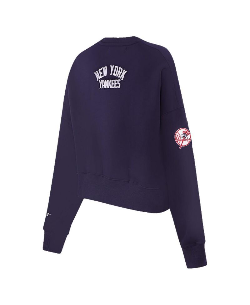 Women's Navy New York Yankees Painted Sky Pullover Sweatshirt
