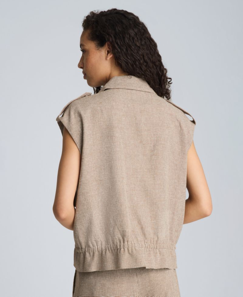 Women's Fly Front High Rise Triple Pleated Linen Blend Pants