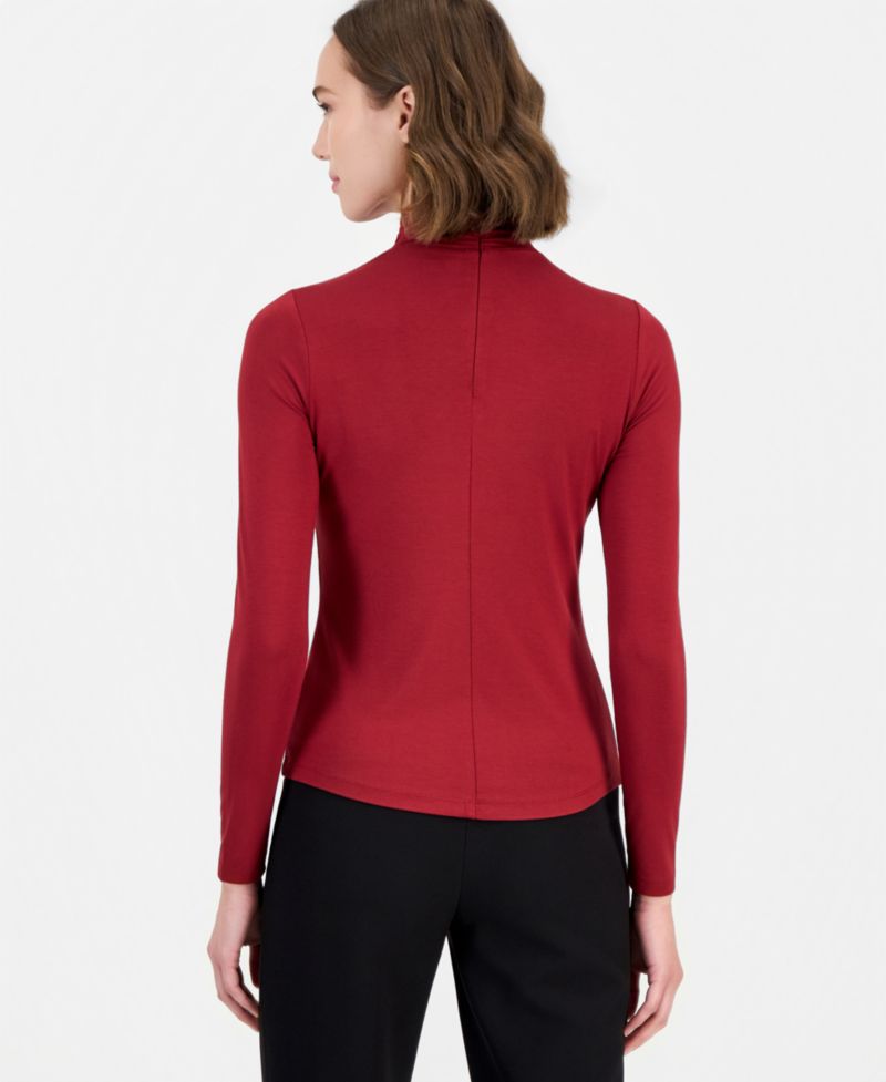 Women's Long-Sleeve Shirred Turtleneck Top