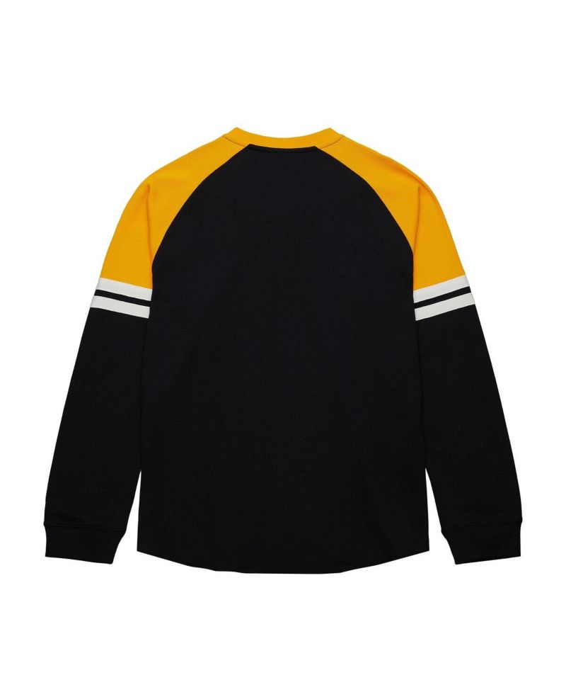 Men's Black Boston Bruins Thermal Henley Long Sleeve T-Shirt