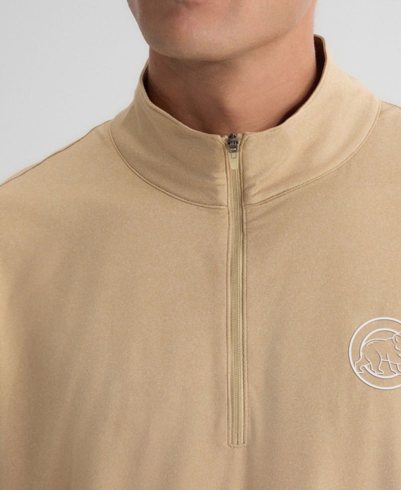 Men's Khaki Chicago Cubs Clutch Quarter-Zip Pullover Sweatshirt