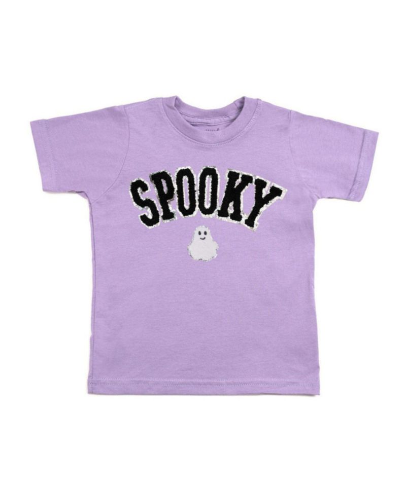 Big Girl 10-12 Spooky Ghost Patch Halloween Short Sleeve T-Shirt
