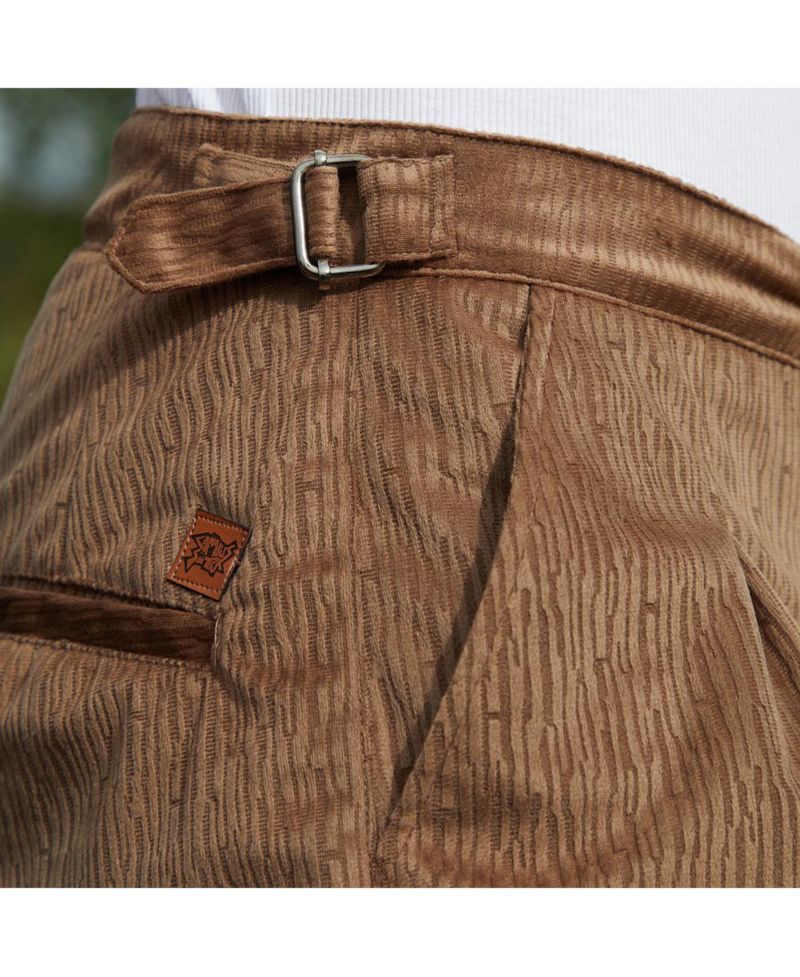 Men's Chocolate Brown Veined Tailored Trousers
